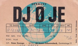 Schonnebeck Germany 1970s QSL Amateur Radio Card