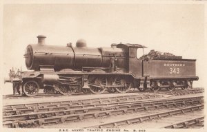 Southern Railway Mixed Traffic Engine 343 Train Mint Postcard