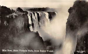 RPPC MIST BOW MAIN VICTORIA FALLS SOUTH AFRICA RAINY FOREST REAL PHOTO POSTCARD