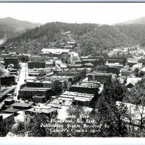 c1940s Deadwood, SD SHARP RPPC Downtown Birds Eye Main St Real Photo Canedy A173