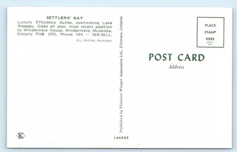 Settlers' Bay Windermere House MUSKOKA Ontario Canada Postcard