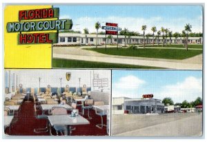 1952 Florida Motor Court Hotel Roadside Multiview Tallahassee FL Posted Postcard