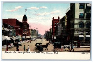 1908 Douglas St Looking East From 16th Street Carriage Omaha Nebraska Postcard