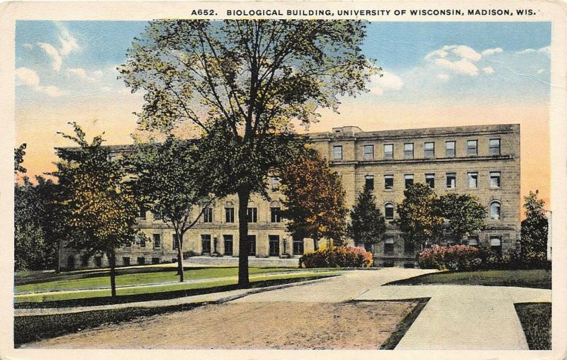 Madison Wisconsin 1930-40s Postcard Biological building University of Wisconsin