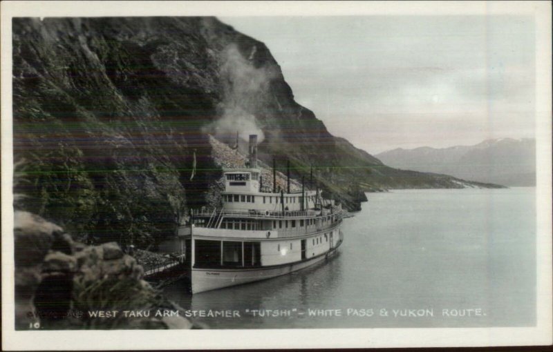 White Pass Yukon Steamer Boat Tutshi West Taku Arm Real Photo Postcard