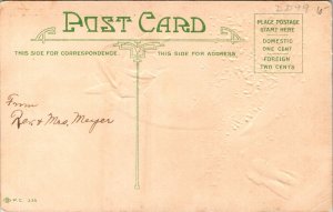 Vintage Easter Postcard Brown Bunny in Red Jacket Hatches From Big White Egg