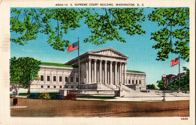 Supreme Court Building Washington D.C. Vintage Linen Postcard Unposted UNP Vtg 