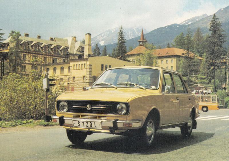 Skoda Vintage Classic Car Motokov Praha Czechoslovakia Postcard