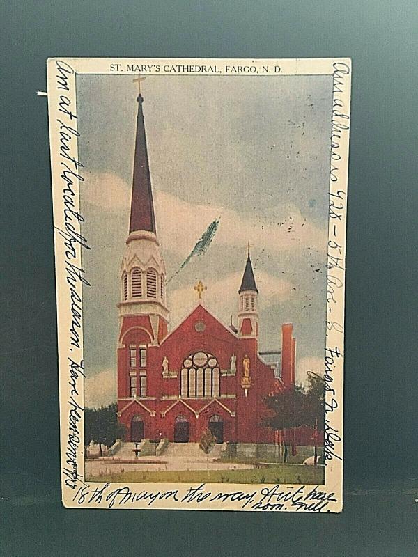 Postcard 1907 View of St. Mary's Cathedral, Fargo, ND         U6