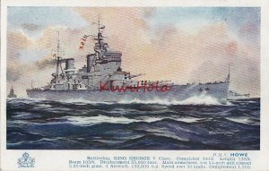 Postcard Ship HMS Howe Battleship King George V Class