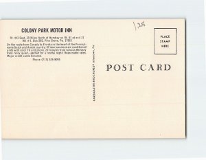 Postcard Colony Park Motor Inn Pine Grove Pennsylvania USA