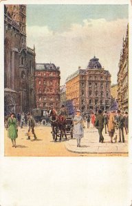 1922 Vienna Austria Stephansplatz Street Scene Kaspar Art Postcard