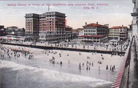 Beach Scene In Front Of The Chalfonte And Haddon Hill Atlantic City New Jersey