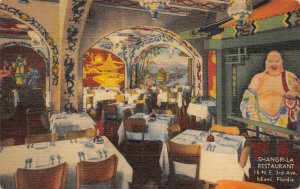 Miami, Florida SHANGRI-LA RESTAURANT Chinese Food 1940s Linen Vintage Postcard