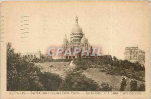 'Old Postcard Paris - Sacre-Coeur and St. Peter''s Square'