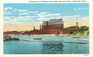 Waterville Maine Hollingsworth & Whitney Paper Mills Kennebec River Postcard