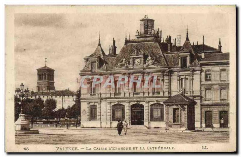 Old Postcard Bank Valencia Caisse d & # 39Epargne and the cathedral
