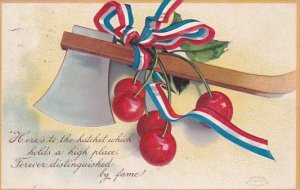 George Washington Axe With Cherries and Ribbon Unsigned Clapsaddle 1909