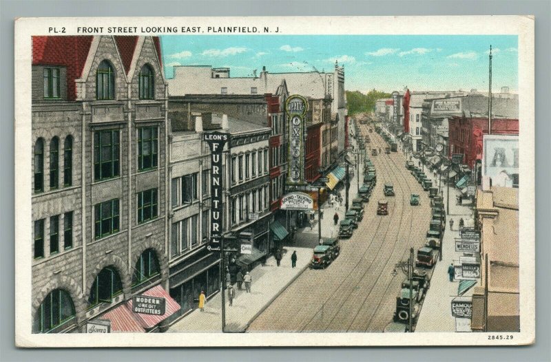 PLAINFIELD NJ FRONT STREET VINTAGE POSTCARD 