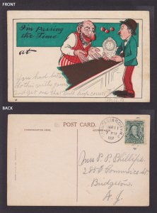 UNITED STATES 1907, Vintage postcard, Judaica, Caricature, I'm passing t...