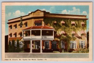 Hotel St Vincent Ste Agathe des Monts Quebec Canada, Vintage 1951 PECO Postcard