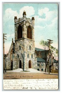 Vintage 1905 Postcard St. Paul's Episcopal Gothic Church Pawtucket Rhode Island