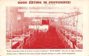 RHODE ISLAND RI Postcard 1951 PROVIDENCE Johnson's HUMMOCKS Sea Food GRILL