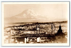 Tacoma Washington WA Postcard RPPC Photo View Of Mountain Tacoma c1940's Vintage