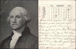 Springfield Mass MA George Washington 1909 Calendar Vintage Postcard