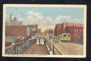 LINCOLN NEBRASKA DOWNTOWN O STREET SCENE VIADUCT VINTAGE POSTCARD