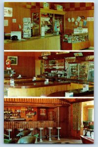 Val d'Or Quebec Canada Postcard Dorval Lodge Inc Cocktail Bar c1960's Multiview