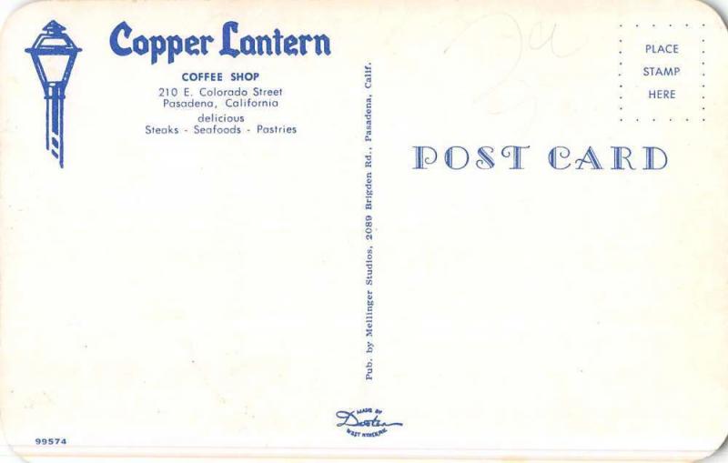 Pasadena California Copper Lantern Multiview Vintage Postcard K47185