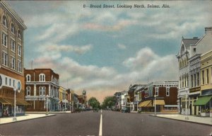 Selma Alabama AL Broad Street Vintage Postcard