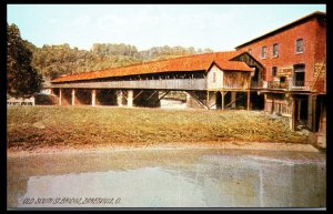 1940s Old South Street Bridge Zanesville OH Postcard