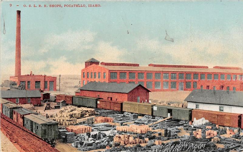 F27/ Pocatello Idaho Postcard O.S.L. Railroad Shops Factory