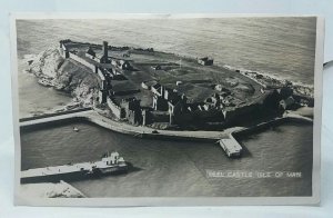 Aerial Birds Eye View Peel Castle Isle of Man Vintage RP Postcard