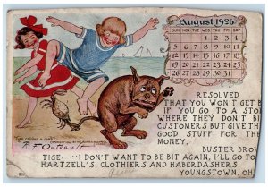 c1905 Children Crab Dog At The Beach Sailboat Calendar Outcault Antique Postcard 