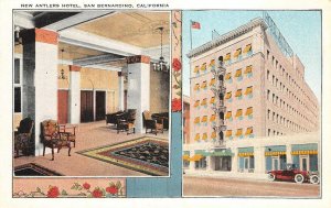 NEW ANTLERS HOTEL San Bernardino, CA Interior View c1940s Vintage Postcard