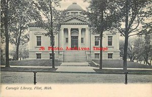 MI, Flint, Michigan, Carnegie Library, Entrance View, Selleck