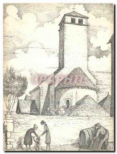 Modern Postcard St Clement Guye on X Romanesque church XII century drawing Mi...