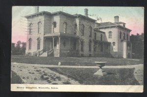 WAVERLY IOWA MERCY HOSPITAL VINTAGE POSTCARD WATERLOO IA CANCEL 1910