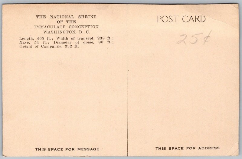 Vtg Washington DC The National Shrine of the Immaculate Conception Postcard