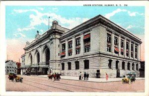 Postcard TRAIN STATION SCENE Albany New York NY AN8463