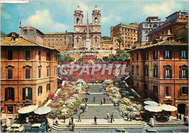 Postcard Modern Rome Spanish Steps and Trinita dei Monti