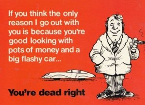I Only Go Out With You For Your Money Flash Car Comic Humour Postcard