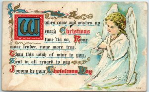 M-28827 Christmas Greeting Card Angel and Dove Art Print