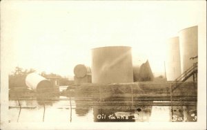 Buzzards Bay Massachusetts MA Oil Tanks Cape Cod c1930s Real Photo Postcard