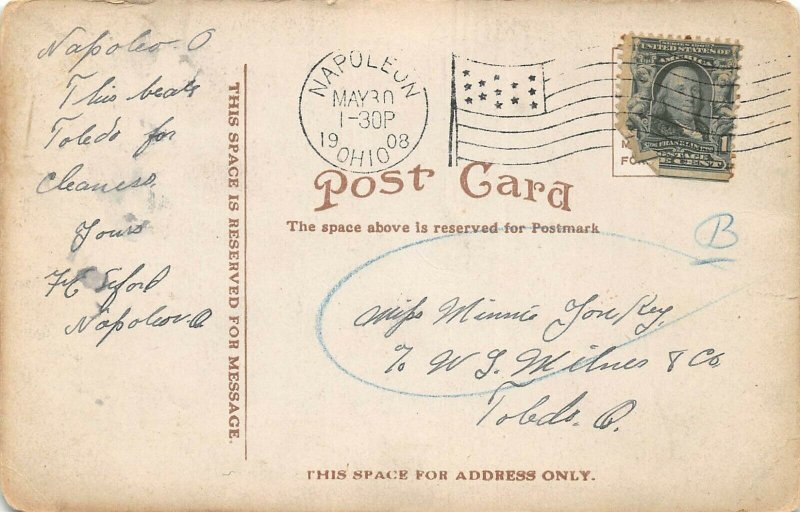 LPS82 Napoleon Ohio OH Postcard Main Street View