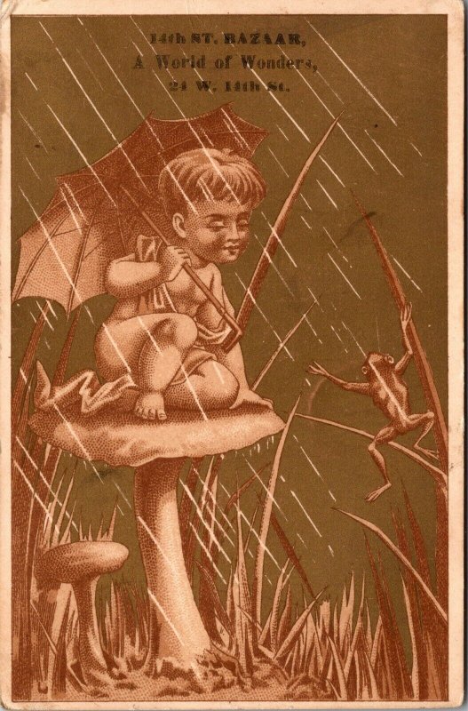 Antique Circa 1890 14th St. Bazaar A World of Wonders Vtg Victorian Trade Card 