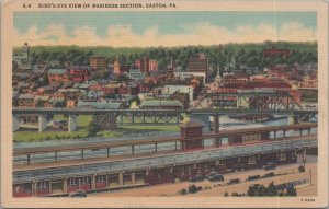 Postcard Bird's Eye View Business Section Easton PA